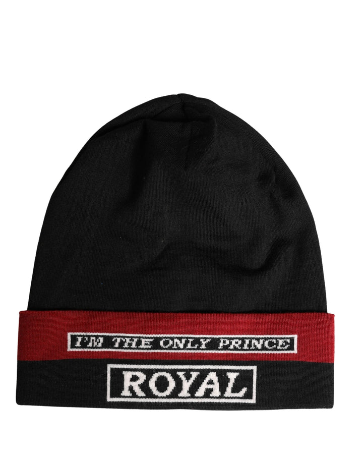 Dolce &amp; Gabbana Black Cuffed ?I’m the Only Prince Royal’ Beanie Hat