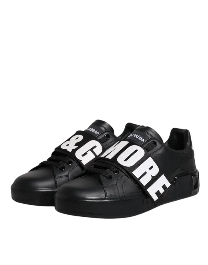 Dolce &amp; Gabbana Black D&amp;G AMORE Low Top Sneakers Shoes