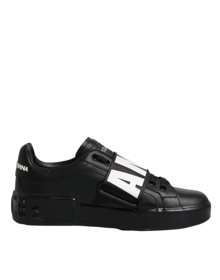 Dolce &amp; Gabbana Black D&amp;G AMORE Low Top Sneakers Shoes