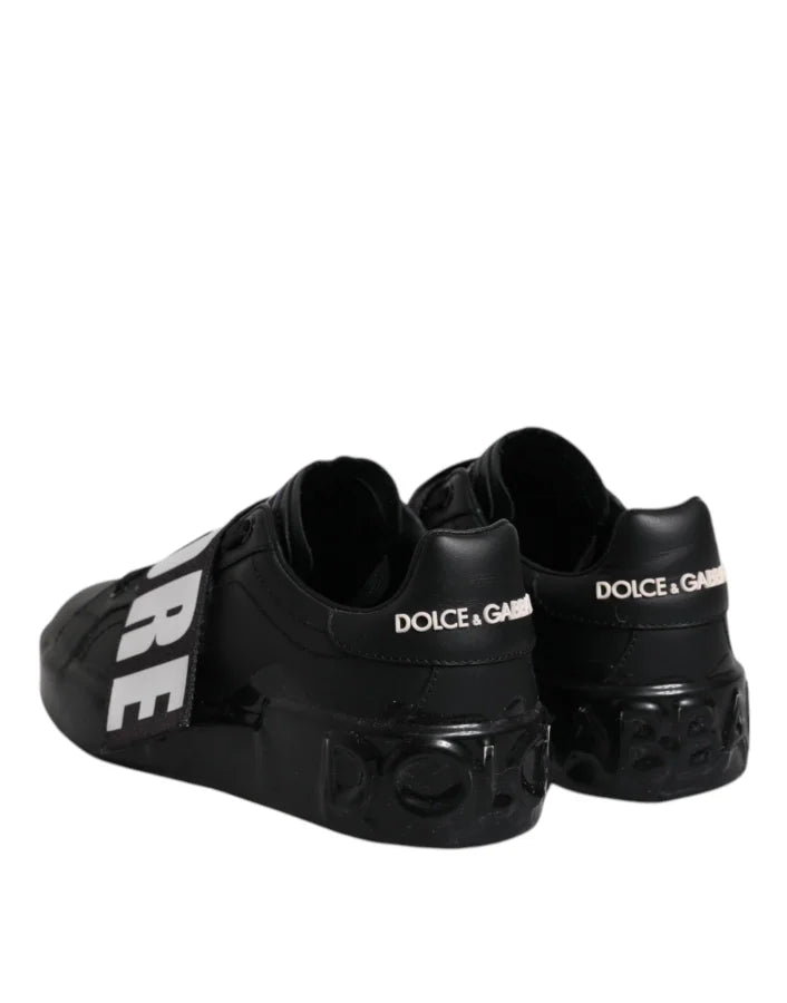 Dolce &amp; Gabbana Black D&amp;G AMORE Low Top Sneakers Shoes