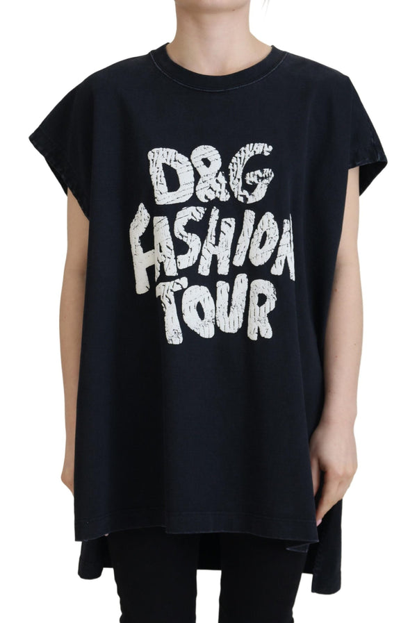 Dolce & Gabbana - Black D&G Fashion Round Neck Cotton T-shirt