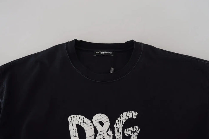 Dolce &amp; Gabbana Black D&amp;G Fashion Round Neck Cotton T-shirt