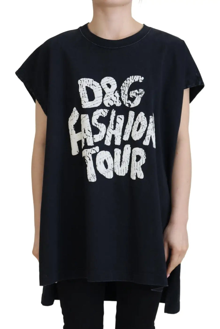 Dolce &amp; Gabbana Black D&amp;G Fashion Round Neck Cotton T-shirt