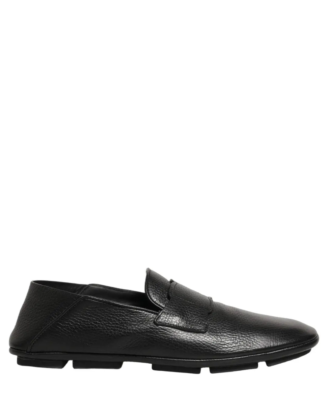 Dolce &amp; Gabbana Black Deerskin Leather Driver Loafers Shoes