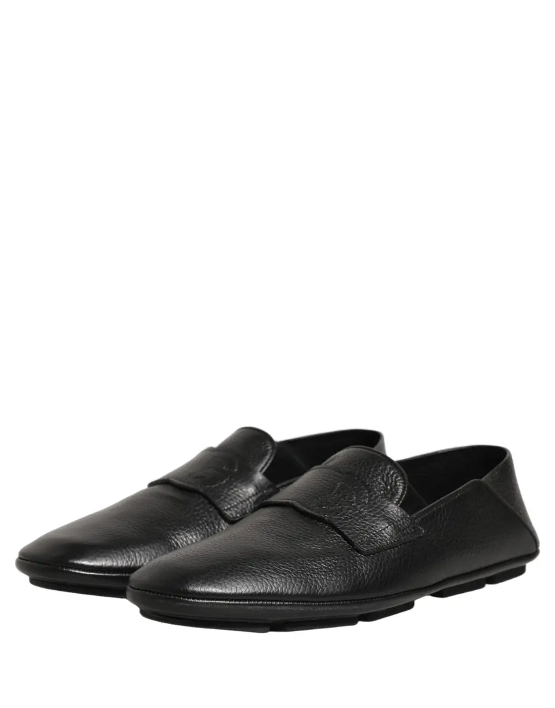 Dolce &amp; Gabbana Black Deerskin Leather Driver Loafers Shoes