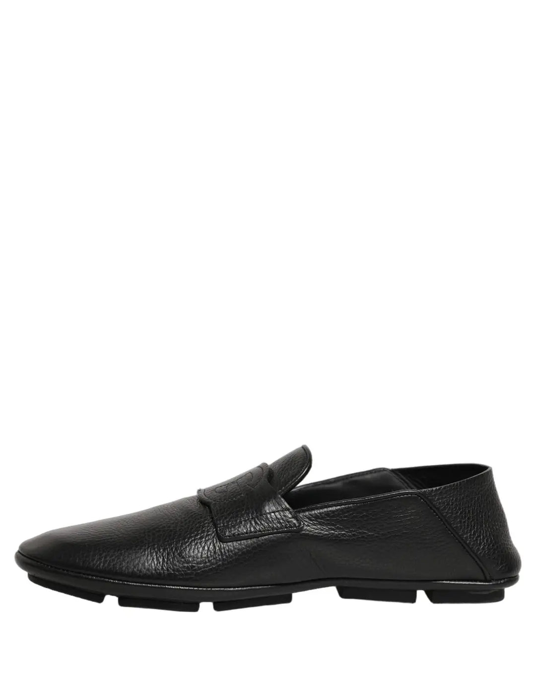 Dolce &amp; Gabbana Black Deerskin Leather Driver Loafers Shoes
