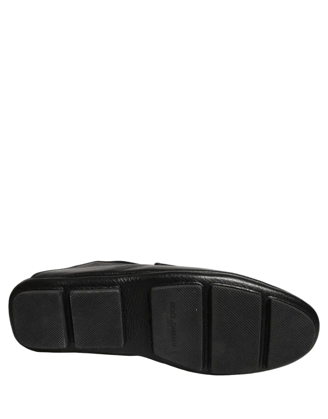 Dolce &amp; Gabbana Black Deerskin Leather Driver Loafers Shoes