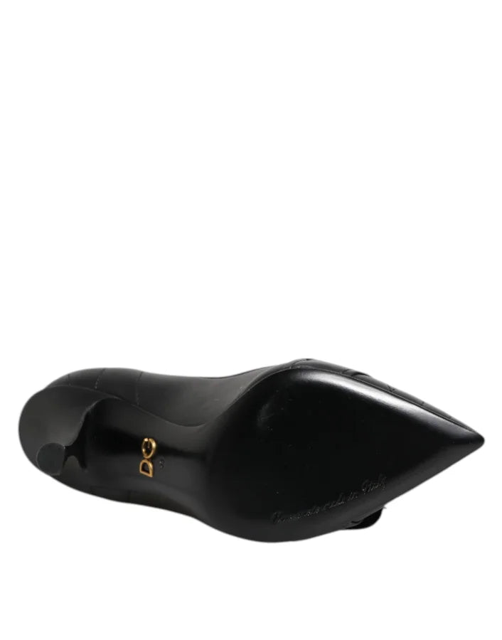 Dolce &amp; Gabbana Black Devotion Leather Heels Pumps Shoes