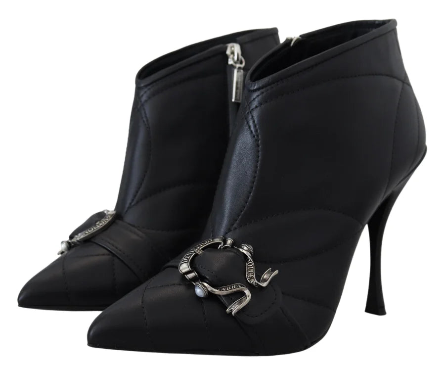 Dolce &amp; Gabbana Black Devotion Quilted Buckled Ankle Boots Shoes