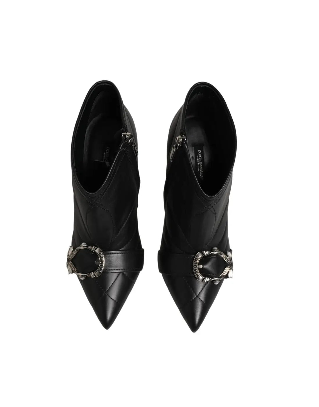 Dolce &amp; Gabbana Black Devotion Quilted Buckled Boots Shoes