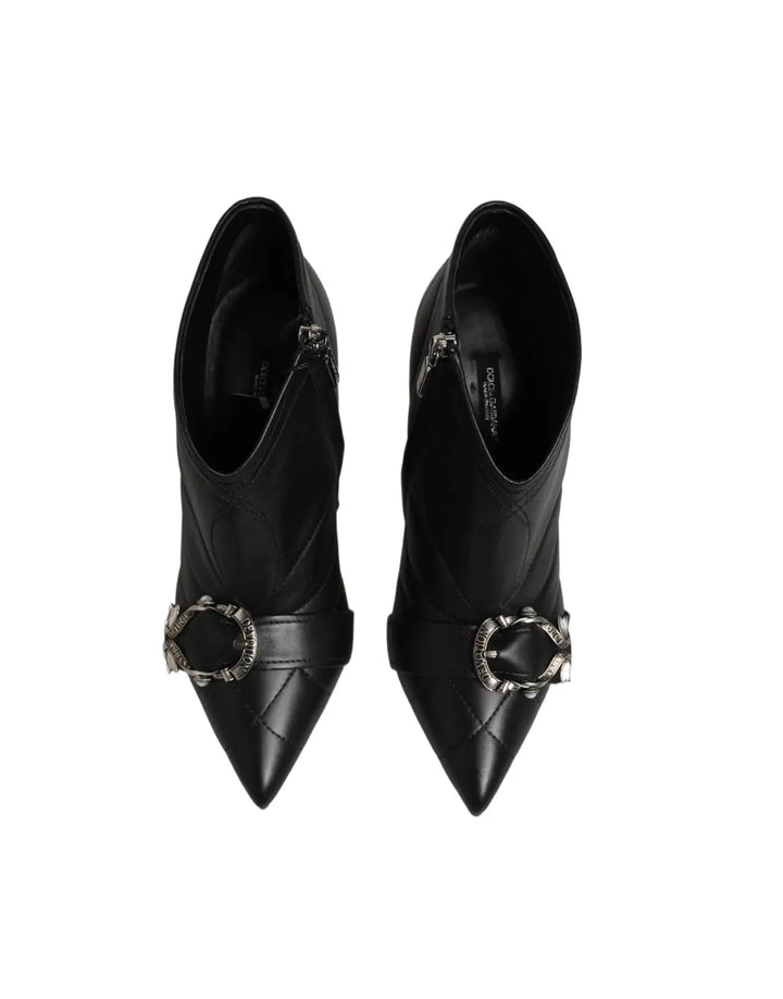 Dolce &amp; Gabbana Black Devotion Quilted Buckled Boots Shoes