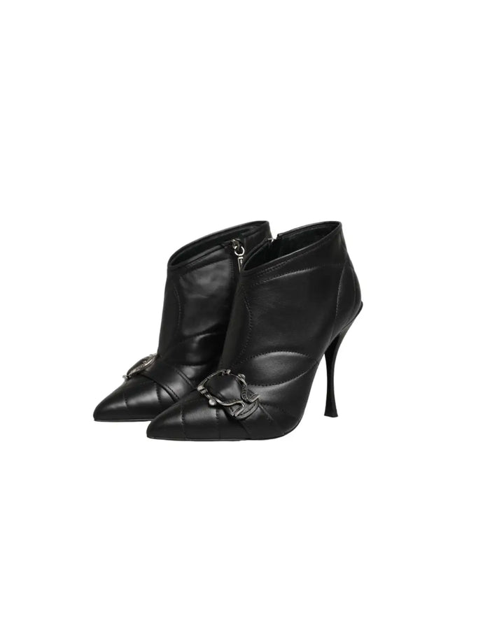 Dolce &amp; Gabbana Black Devotion Quilted Buckled Boots Shoes