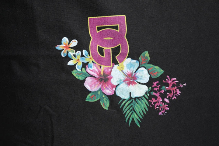 Dolce & Gabbana Black DG Floral Print Crew Neck T-shirt