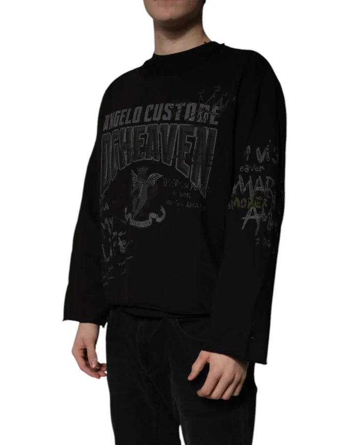 Dolce &amp; Gabbana Black DG Heaven Crew Neck Pullover Sweater