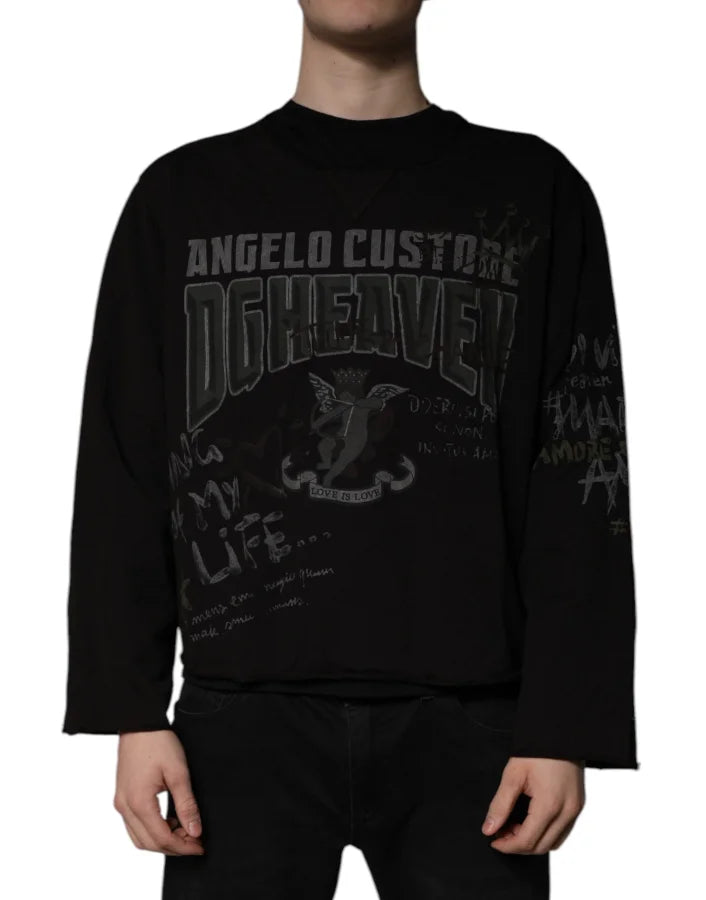 Dolce &amp; Gabbana Black DG Heaven Crew Neck Pullover Sweater
