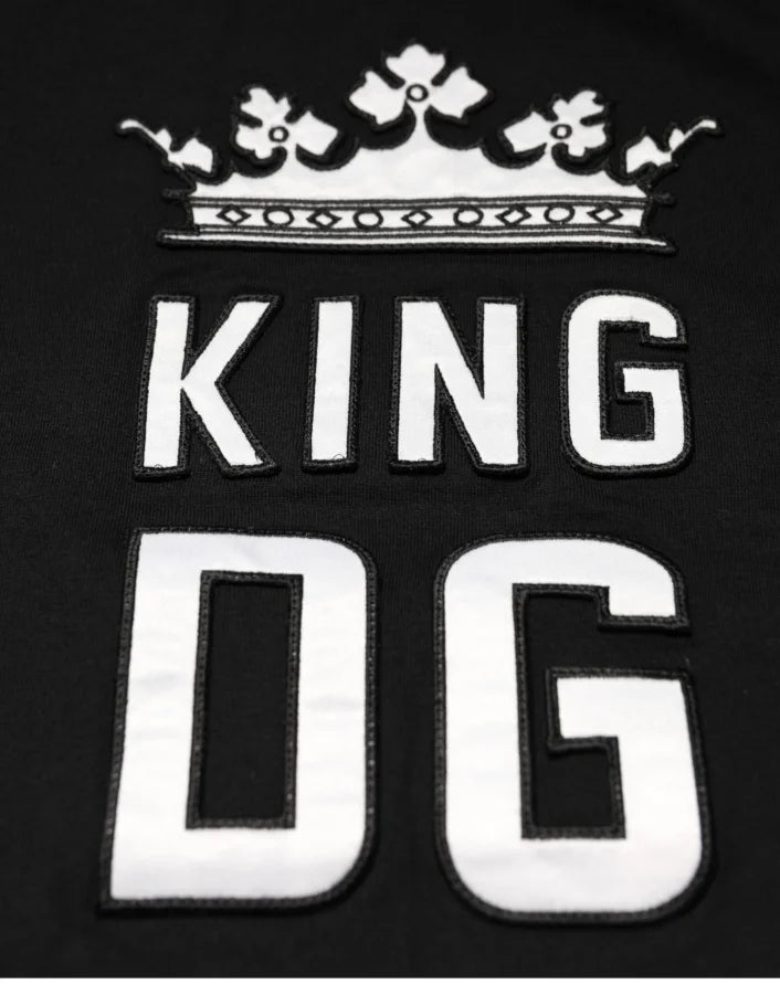 Dolce &amp; Gabbana Black DG King Crown Cotton Crew Neck T-shirt