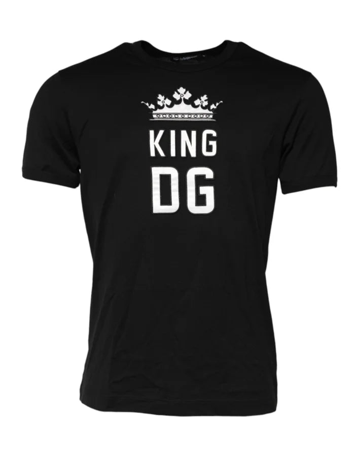 Dolce &amp; Gabbana Black DG King Crown Cotton Crew Neck T-shirt