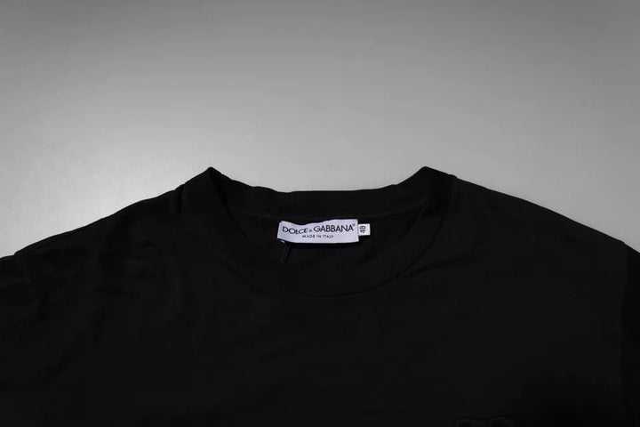 Dolce &amp; Gabbana Black Dg Logo Cotton Crew Neck T-shirt