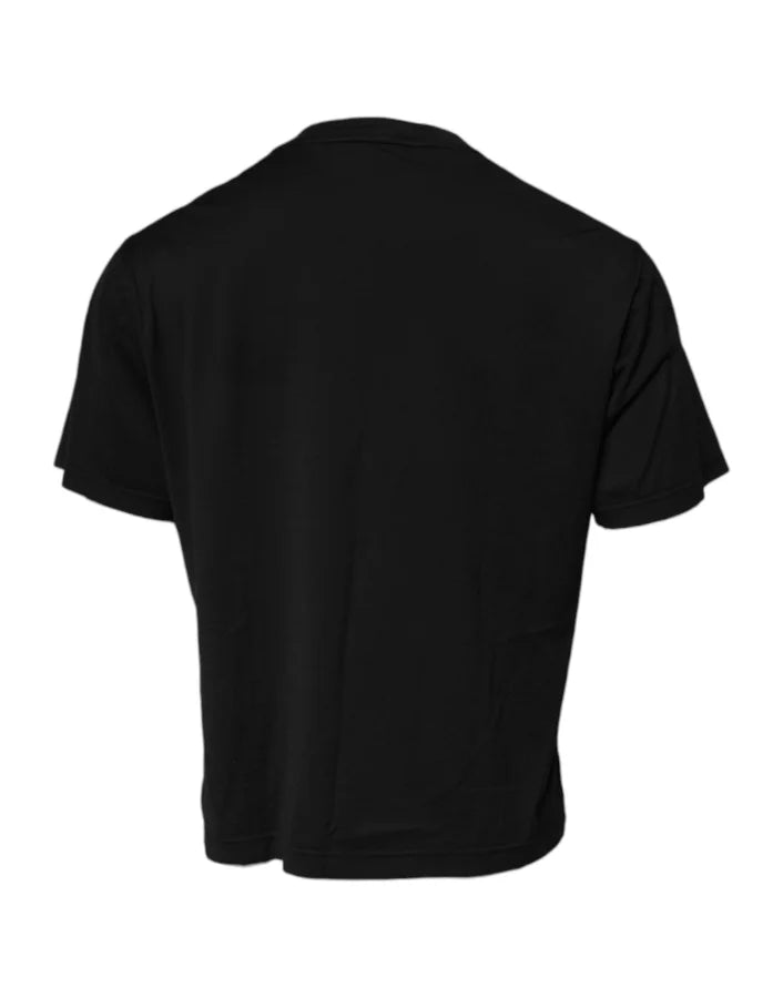 Dolce &amp; Gabbana Black DG Logo Cotton Crew Neck T-shirt