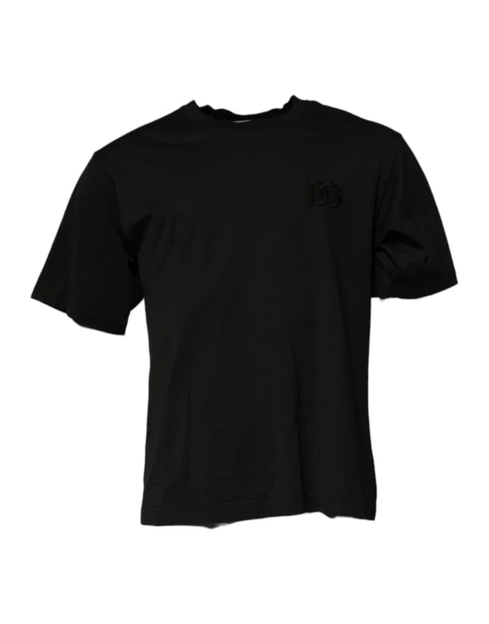 Dolce &amp; Gabbana Black DG Logo Cotton Crew Neck T-shirt