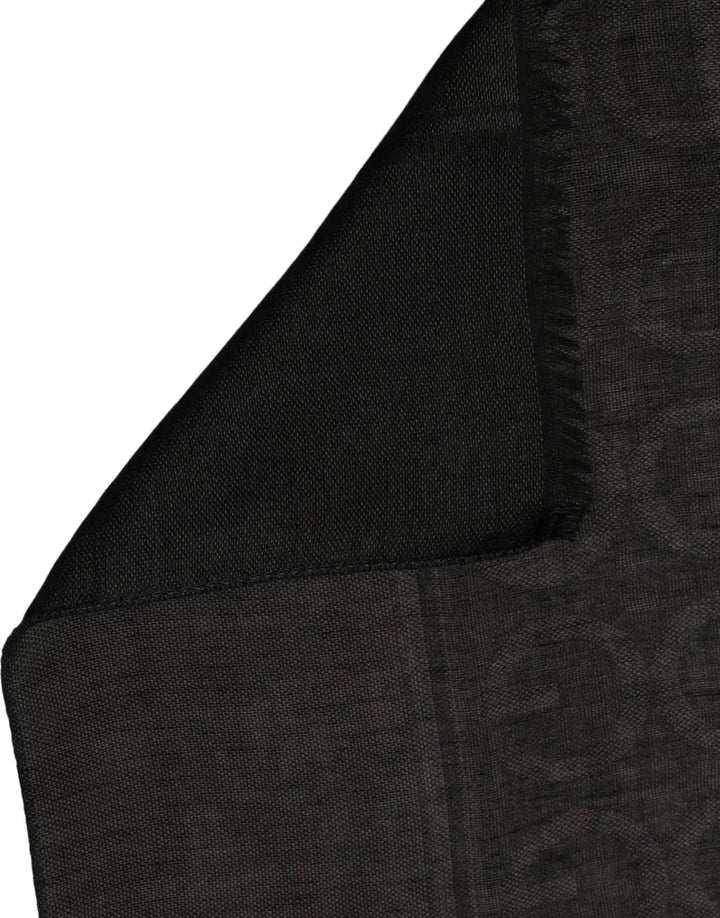 Dolce &amp; Gabbana Black Dg Logo Fringed Edge Lace Stole Scarf