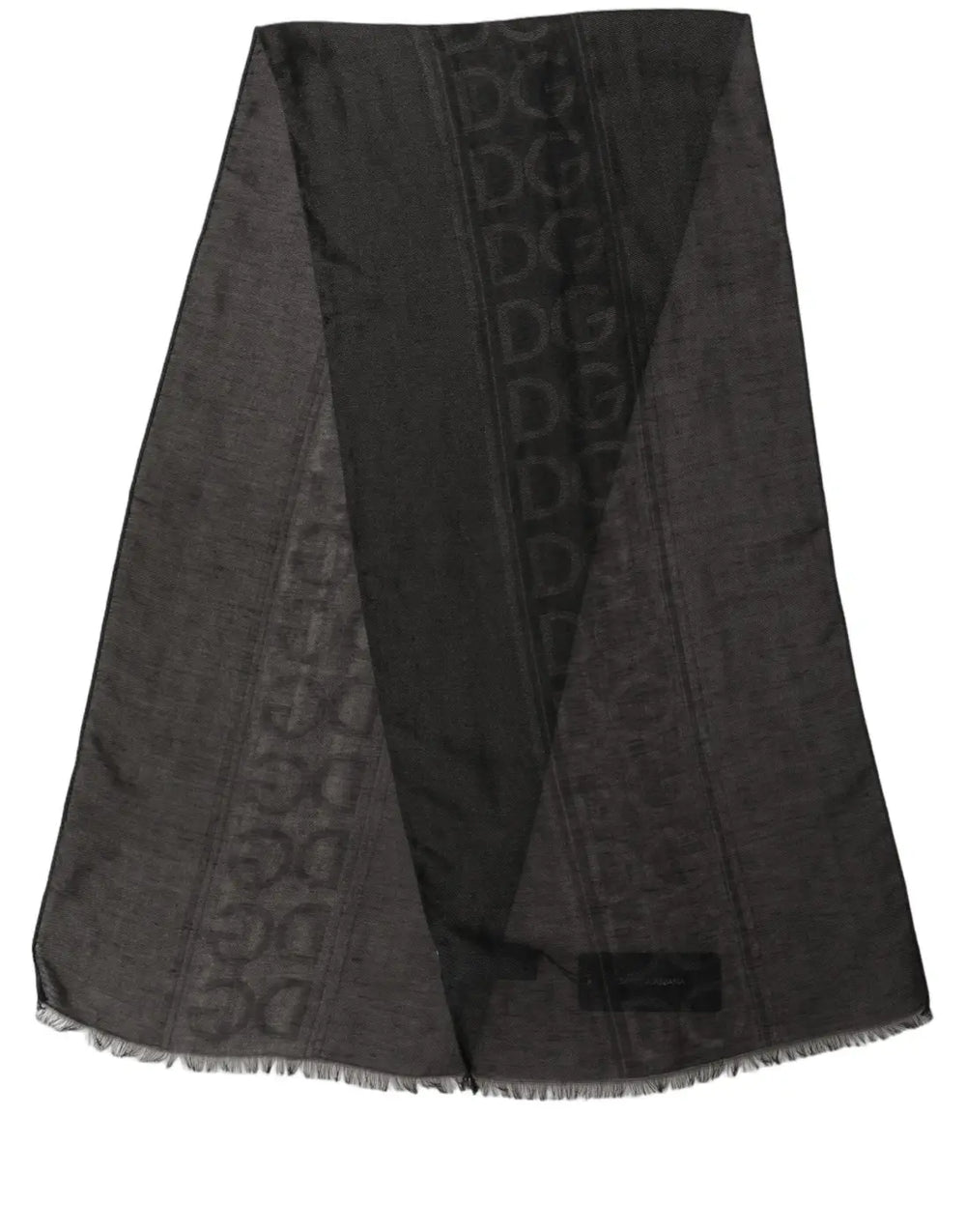 Dolce & Gabbana Black Dg Logo Fringed Edge Lace Stole Scarf