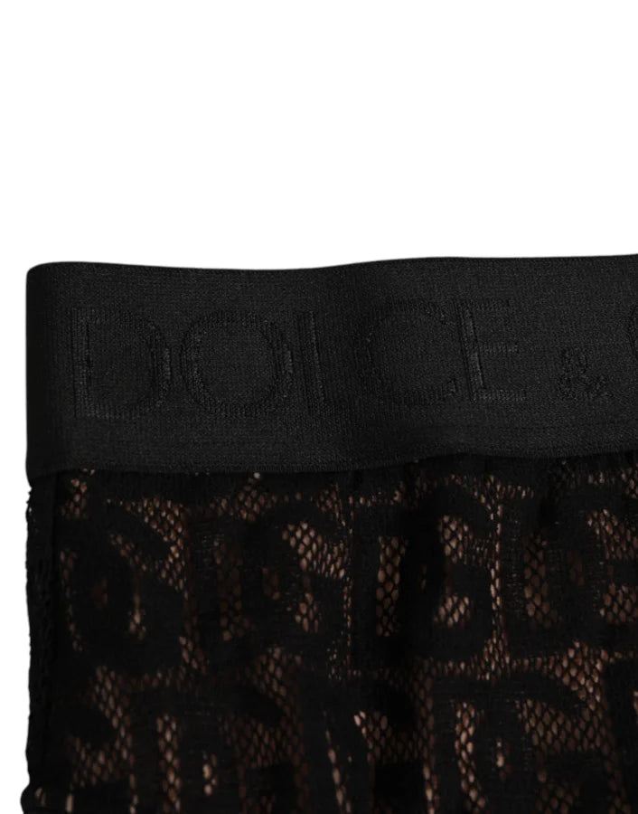 Dolce &amp; Gabbana Black DG Logo Lace High Brief Panty Underwear