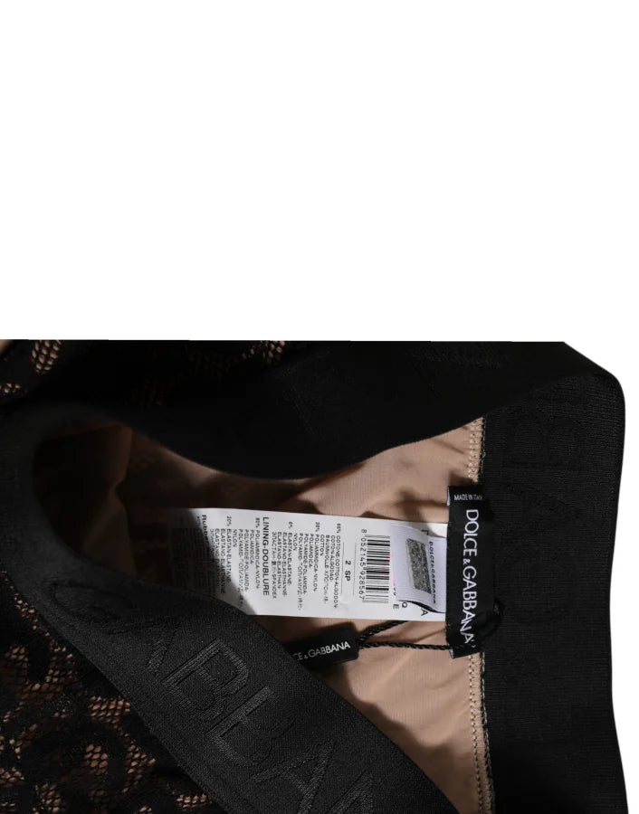 Dolce &amp; Gabbana Black DG Logo Lace High Brief Panty Underwear