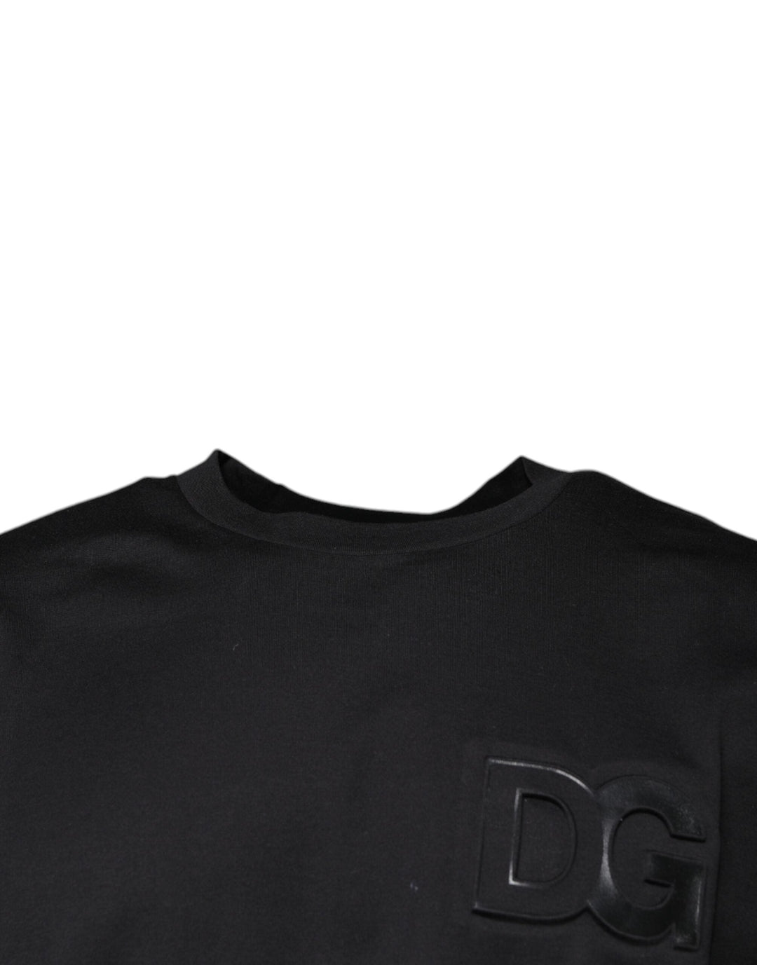 Dolce &amp; Gabbana Black Dg Logo Print Cotton Crew Neck T-shirt