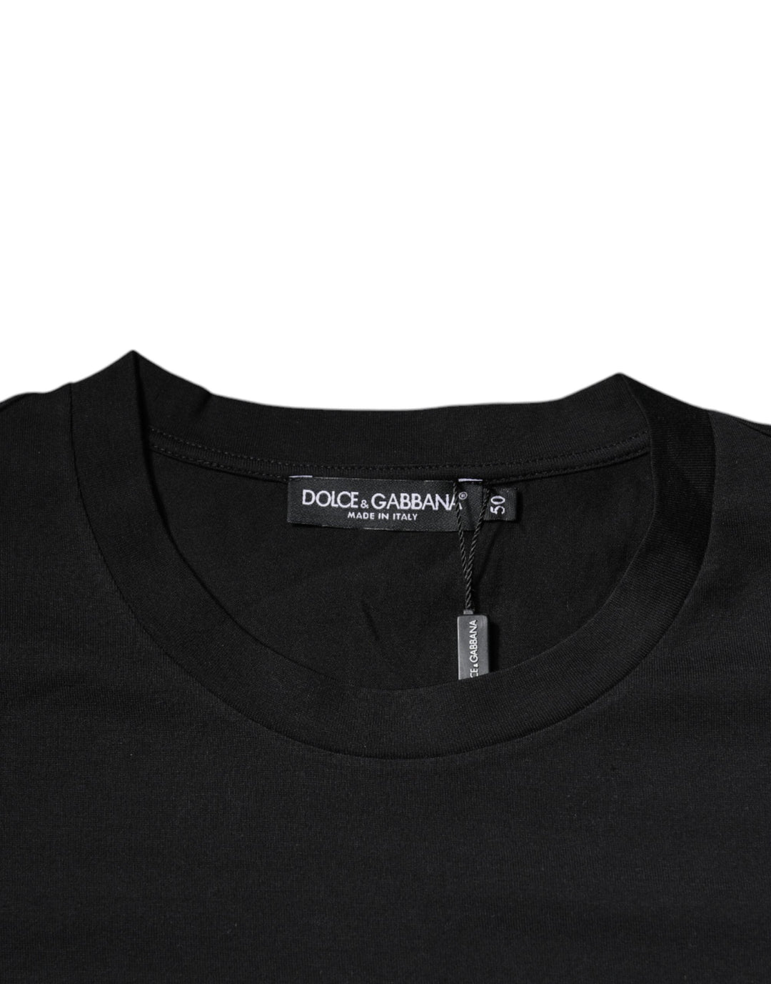 Dolce &amp; Gabbana Black Dg Logo Print Cotton Crew Neck T-shirt