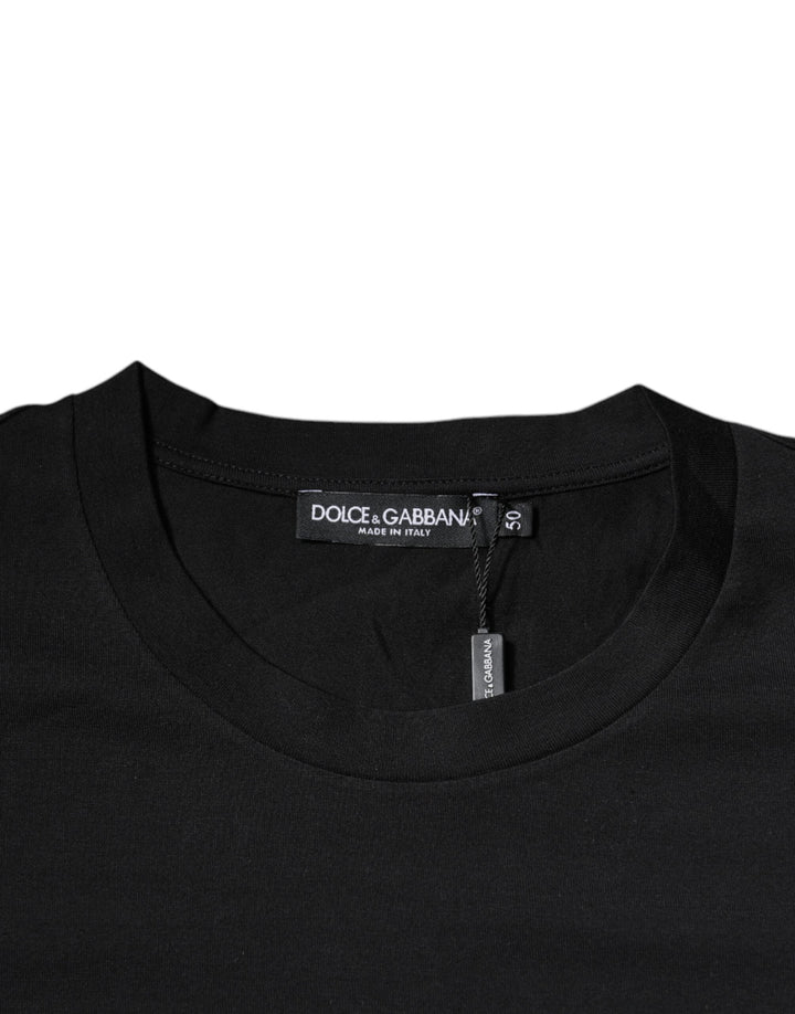 Dolce &amp; Gabbana Black Dg Logo Print Cotton Crew Neck T-shirt