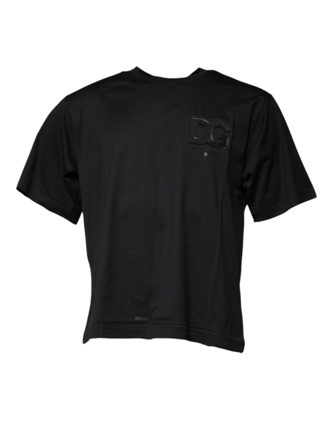 Dolce &amp; Gabbana Black Dg Logo Print Cotton Crew Neck T-shirt