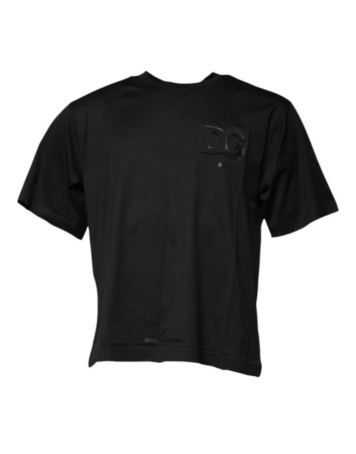 Dolce &amp; Gabbana Black DG Logo Print Cotton Crew Neck T-shirt