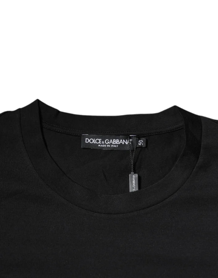 Dolce &amp; Gabbana Black DG Logo Print Cotton Crew Neck T-shirt