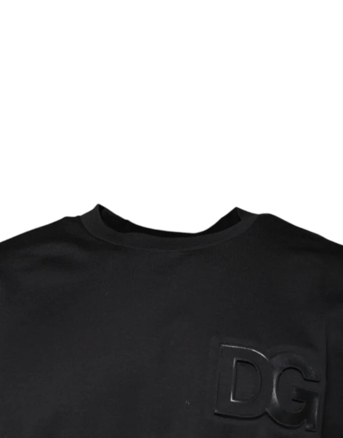 Dolce &amp; Gabbana Black DG Logo Print Cotton Crew Neck T-shirt