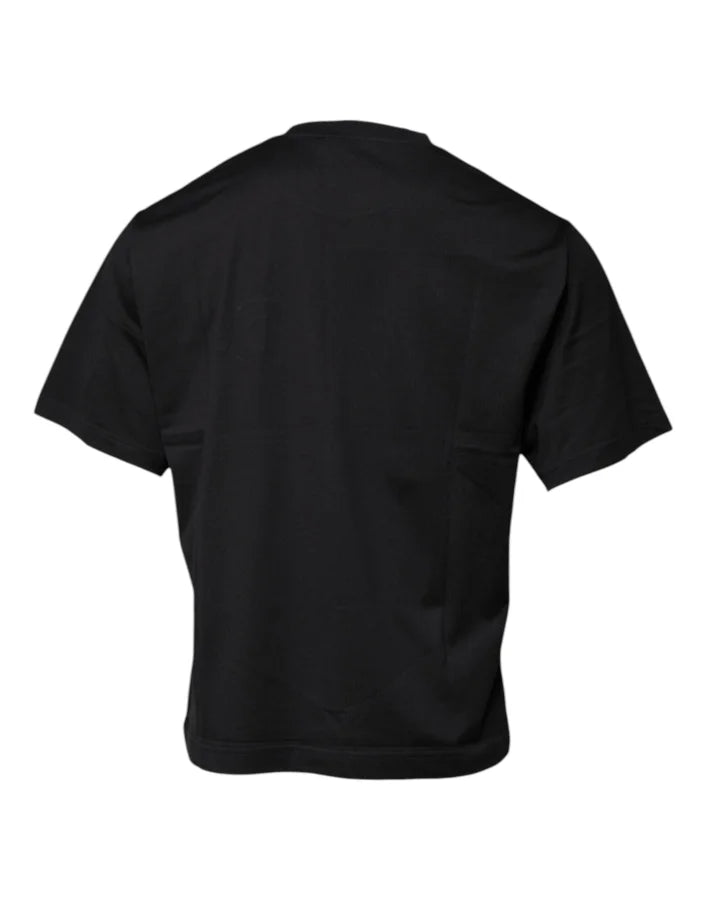 Dolce &amp; Gabbana Black DG Logo Print Cotton Crew Neck T-shirt