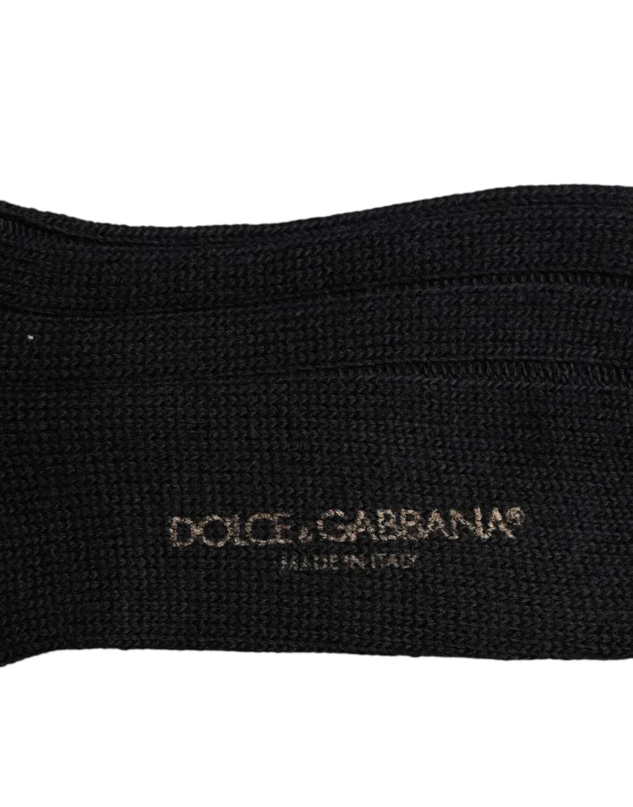 Dolce &amp; Gabbana Black DG Logo Print Over The Calf Socks