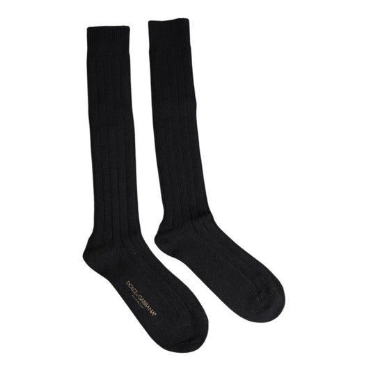 Dolce & Gabbana Black DG Logo Print Over The Calf Socks