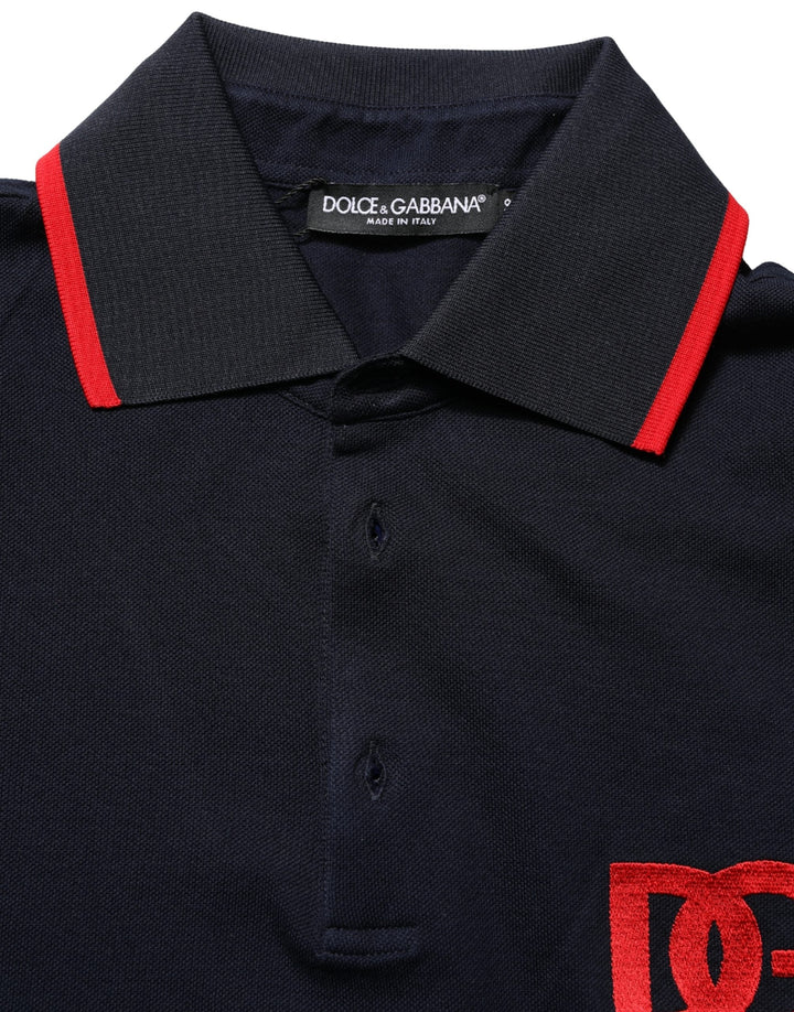 Dolce &amp; Gabbana Black Dg Logo Print Short Sleeve Polo T-shirt