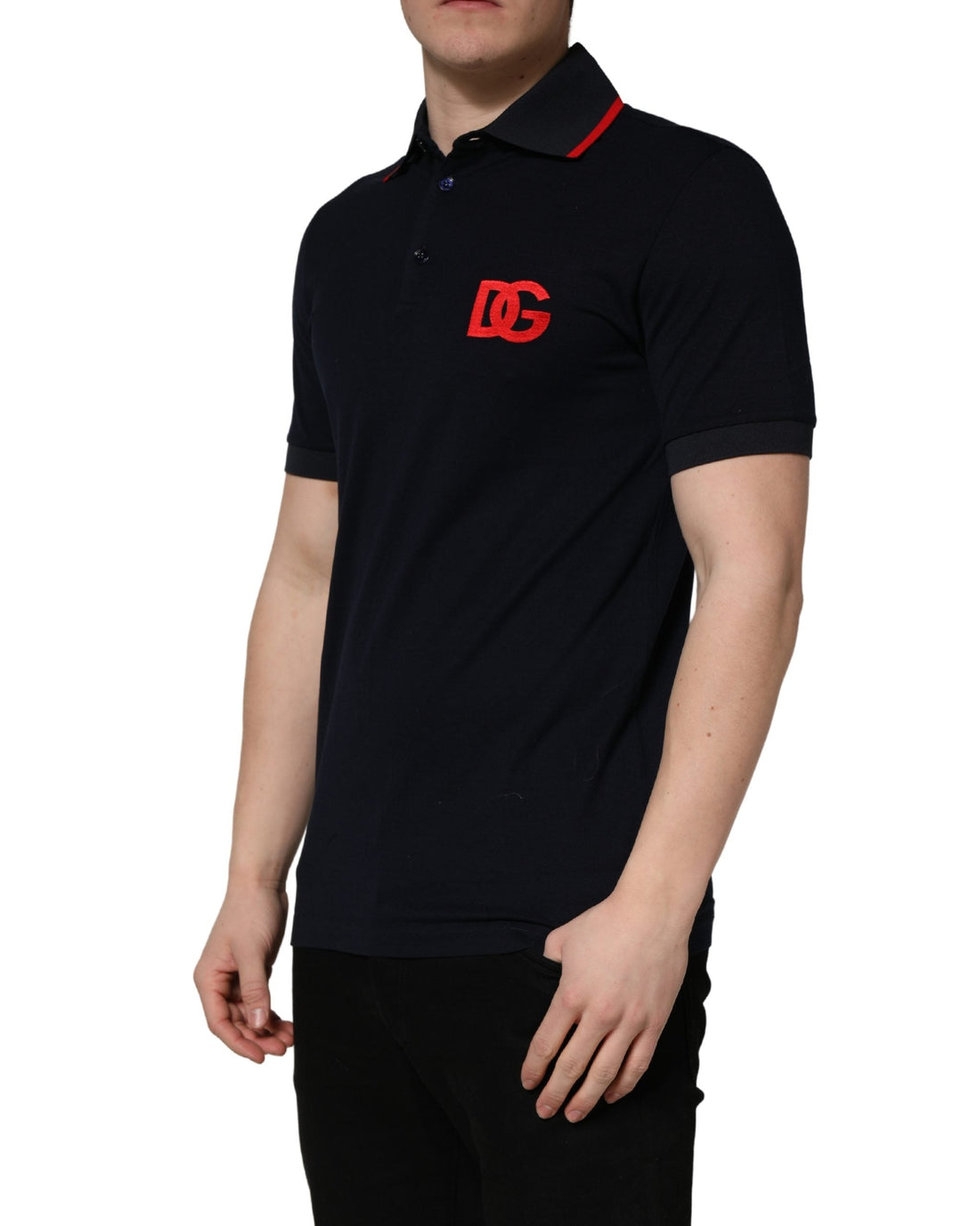 Dolce &amp; Gabbana Black Dg Logo Print Short Sleeve Polo T-shirt