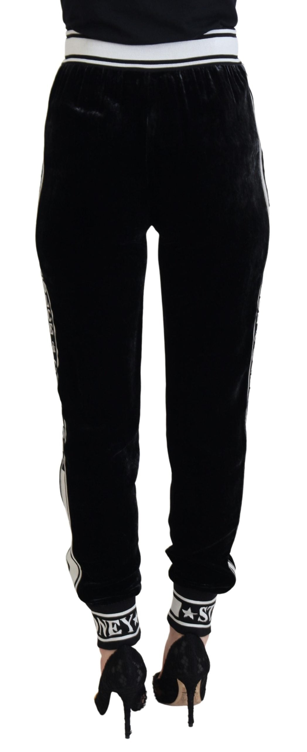 Dolce &amp; Gabbana Black Dg Logo Velvet Trouser Pants