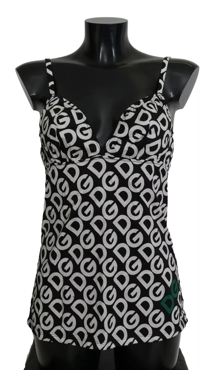 Dolce &amp; Gabbana Black Dg Mania Print Sleeveless Swimwear - Women’s Cover Ups