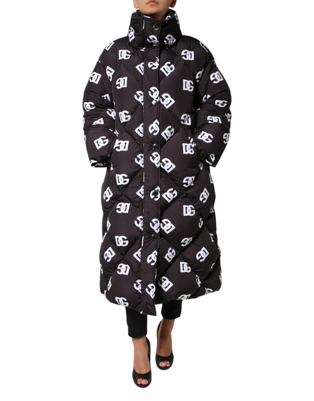 Dolce &amp; Gabbana Puffer Jackets - Black DG Mania Quilted Long Coat Jacket