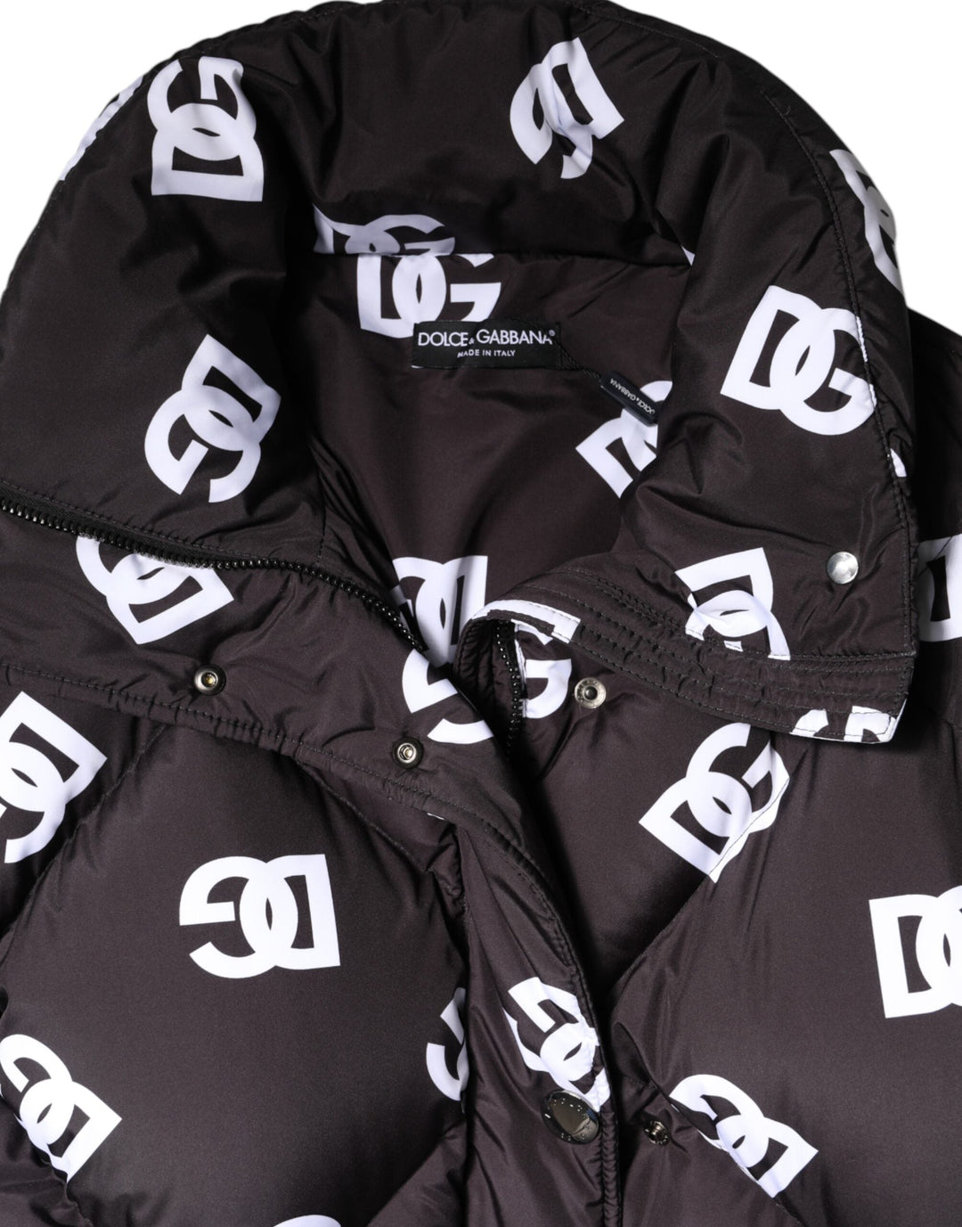 Dolce &amp; Gabbana Puffer Jackets - Black DG Mania Quilted Long Coat Jacket