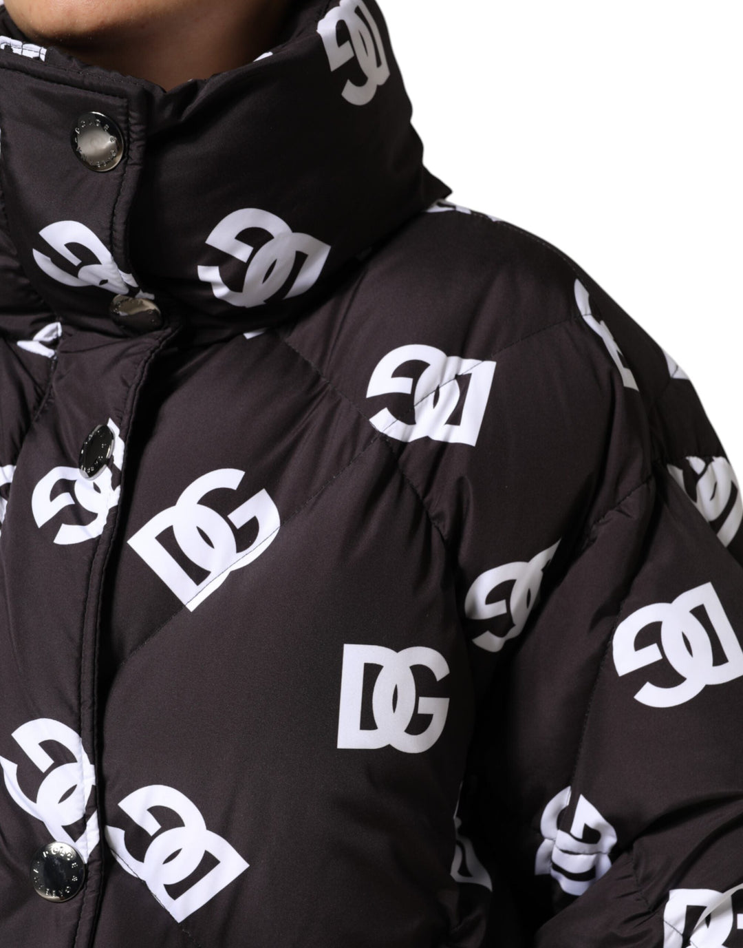 Dolce &amp; Gabbana Puffer Jackets - Black DG Mania Quilted Long Coat Jacket