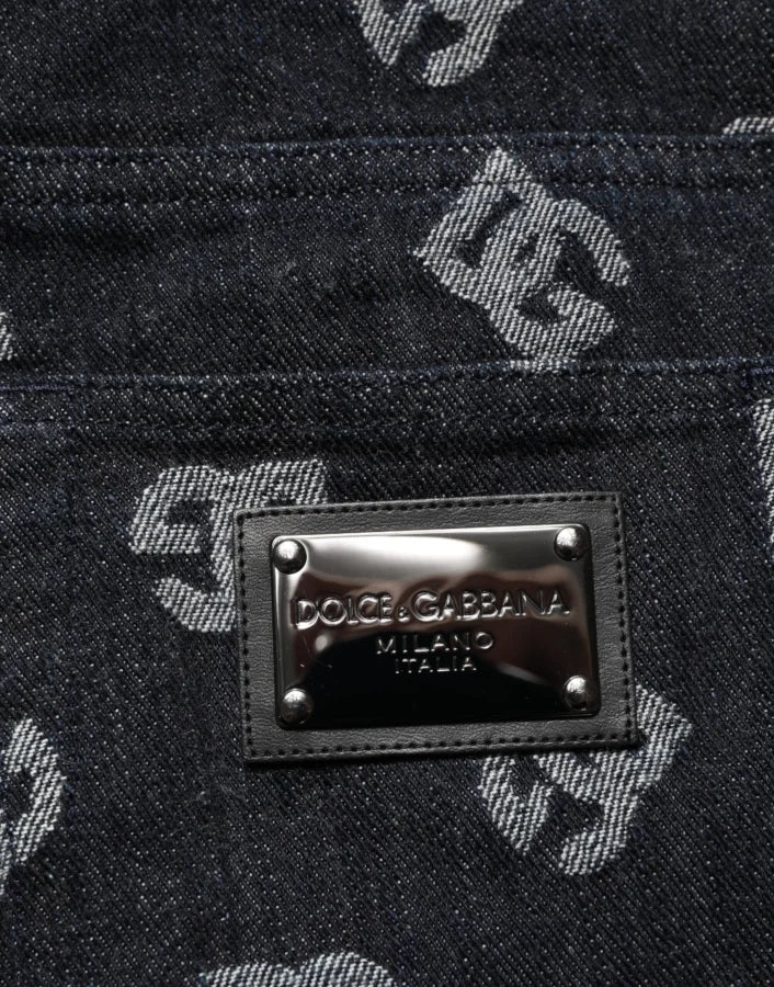 Dolce &amp; Gabbana Black DG Monogram Cotton Skinny Denim Jeans