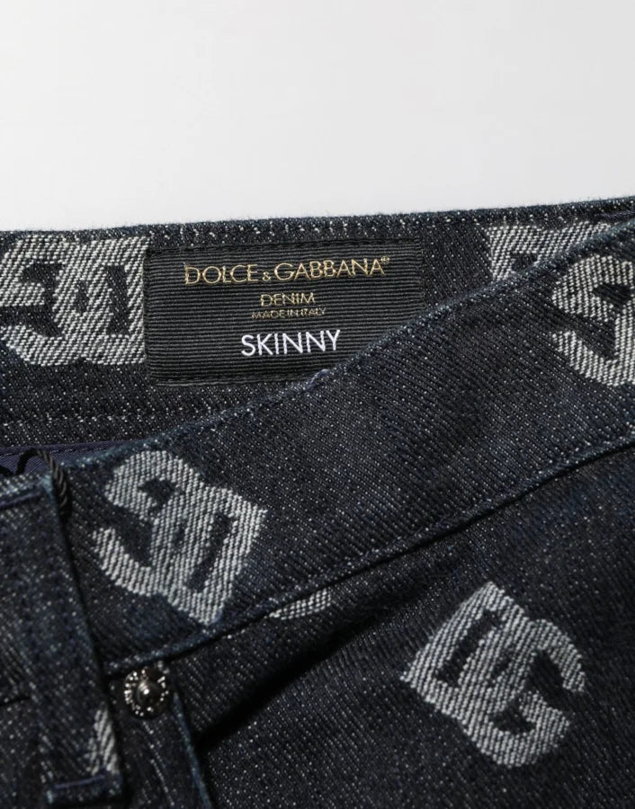 Dolce &amp; Gabbana Black DG Monogram Cotton Skinny Denim Jeans