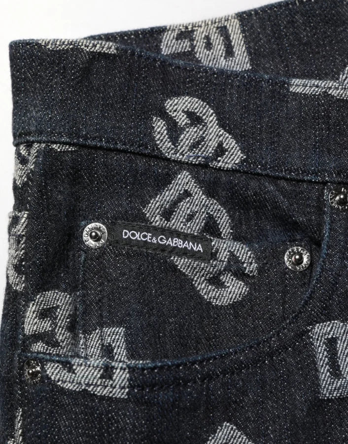 Dolce &amp; Gabbana Black DG Monogram Cotton Skinny Denim Jeans