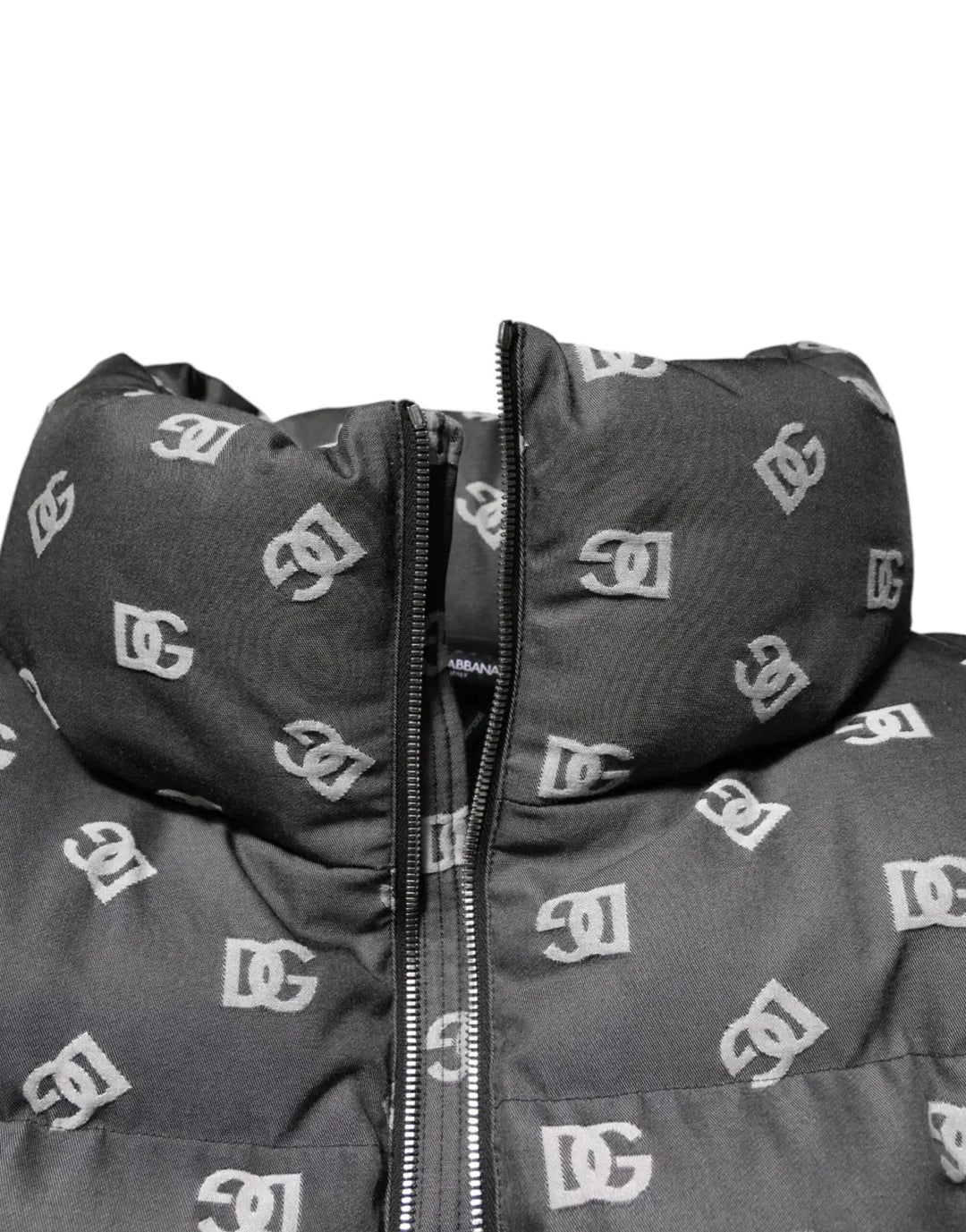 Dolce &amp; Gabbana Black DG Monogram Full Zip Puffer Men Jacket