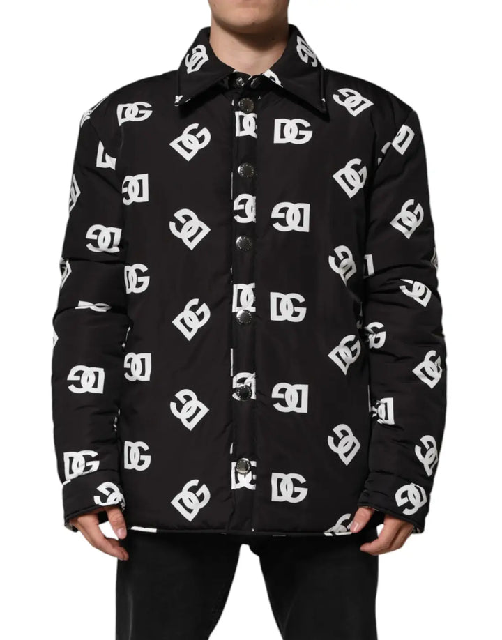 Dolce &amp; Gabbana Black DG Monogram Nylon Windbreaker Jacket